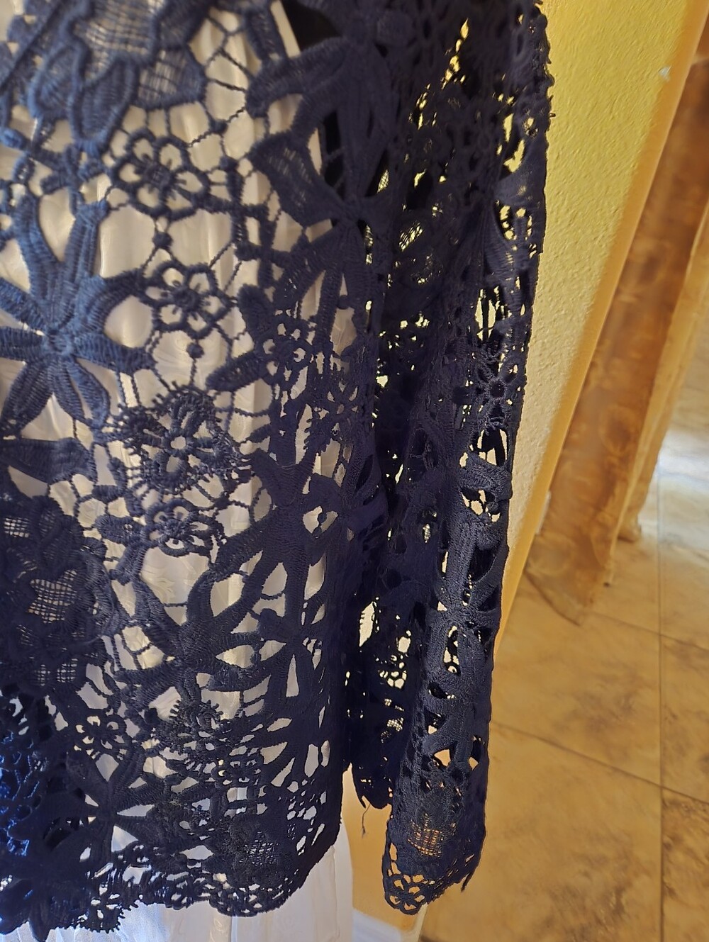 Rabbit Rabbit Rabbit Navy Crochet Lace Open Front Tunic - Picture 3 of 4